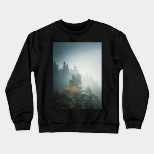 Solitary tree on a misty hill Crewneck Sweatshirt